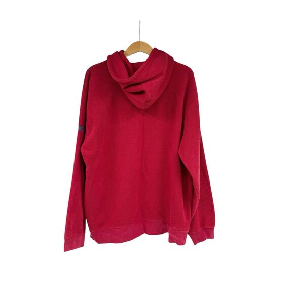 VTG Y2K Gap Hoodie Mens L Red Fleece Spellout Distressed 90s Fade Pile - Picture 2 of 6